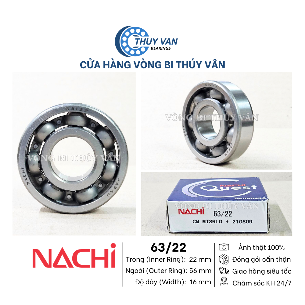 Vòng bi bạc đạn, hạt tròn 63/22 (22x56x16) hãng NACHI Nhật Bản