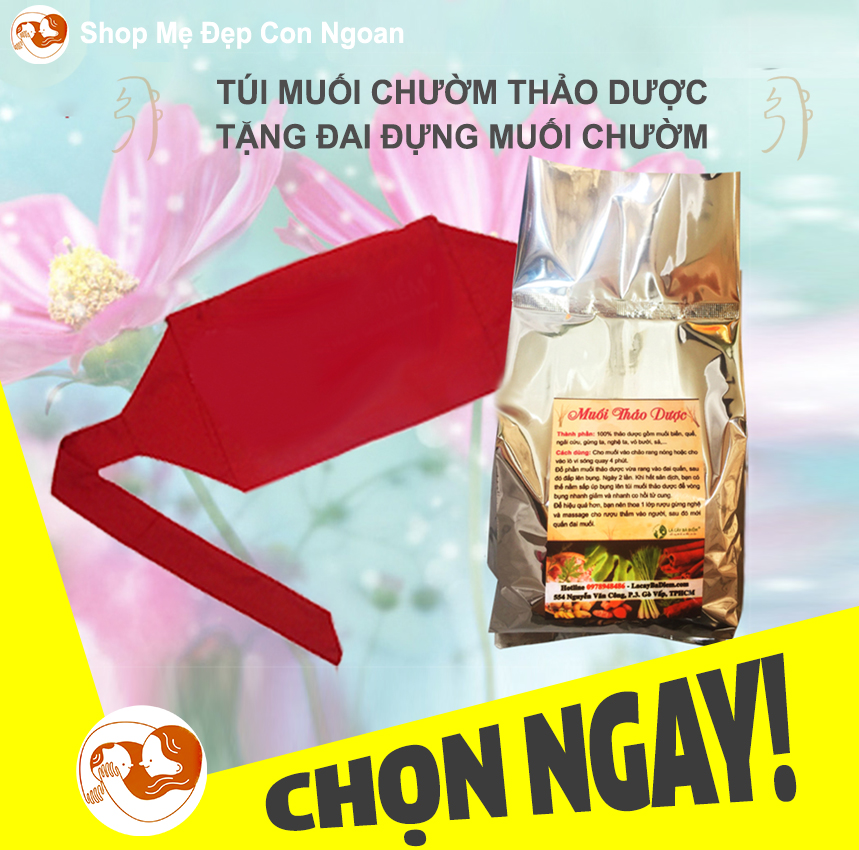 [HCM]Muối Chườm Bụng Thảo Dược Sau Sinh 1000gr Tặng Vochoure 20k và 1 Đai Quấn Muối