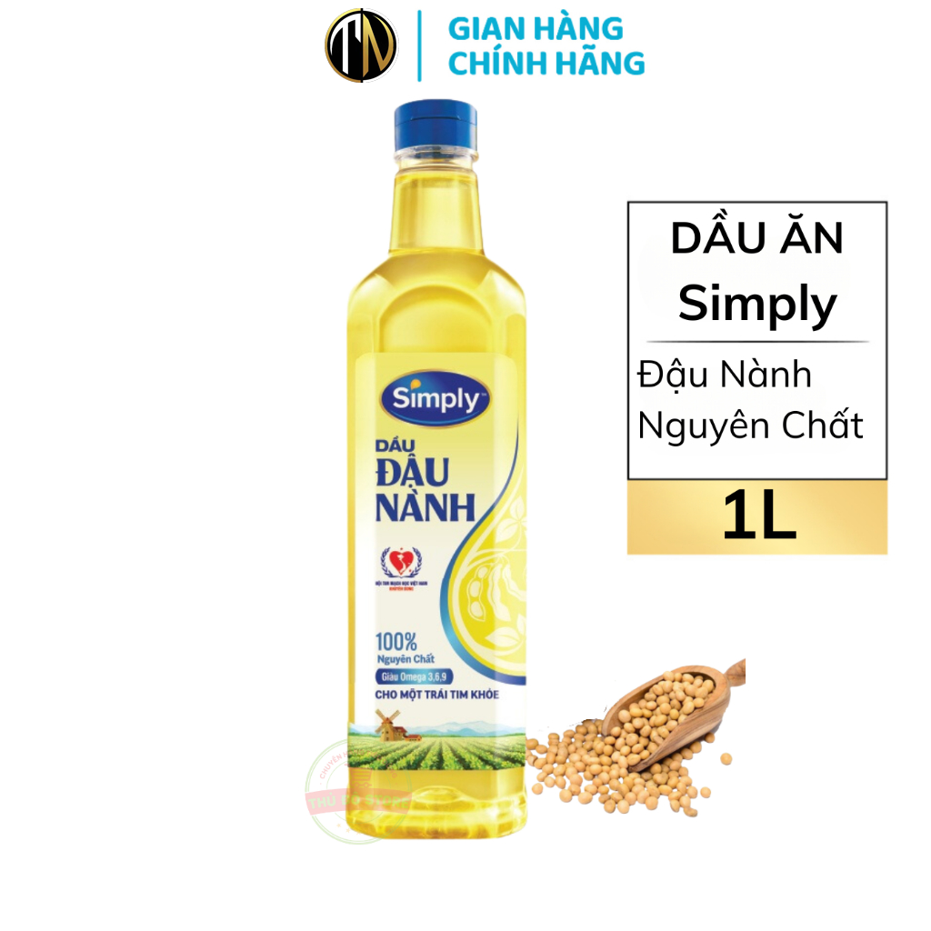 Dầu ăn Simply Đậu Nành chai 1 Lít, nguyên chất cho trái tim khoẻ