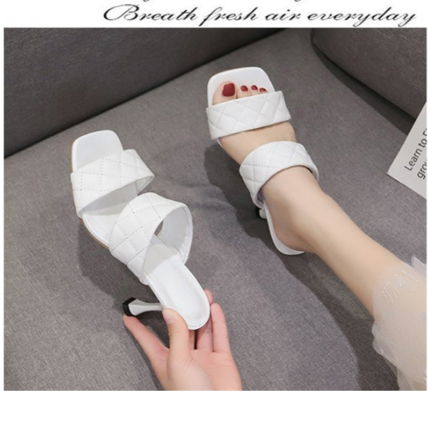 Xăng đan quai ngang trần trám cao gót 5cm kiểu dáng Hàn Quốc/ guốc cao gót/Giày cao gót nữ đẹp.