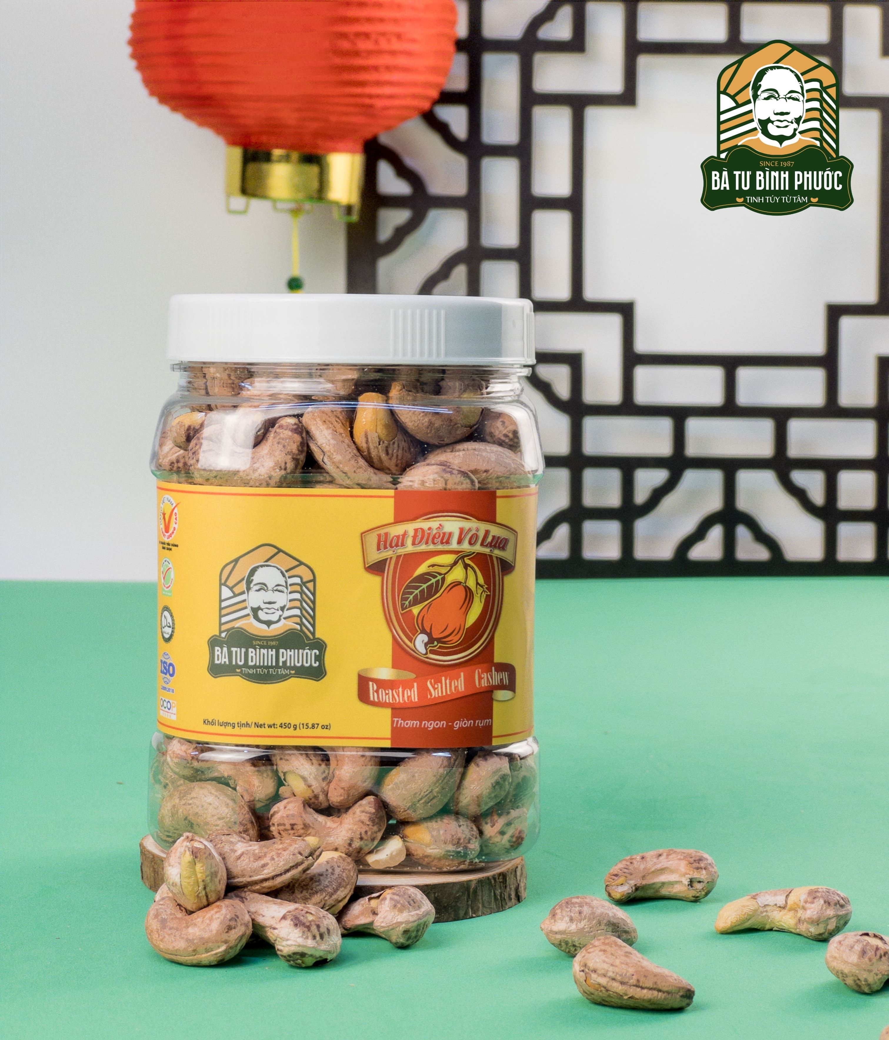 Hạt Điều Vỏ Lụa rang muối hộp 500g - Bà Tư Bình Phước