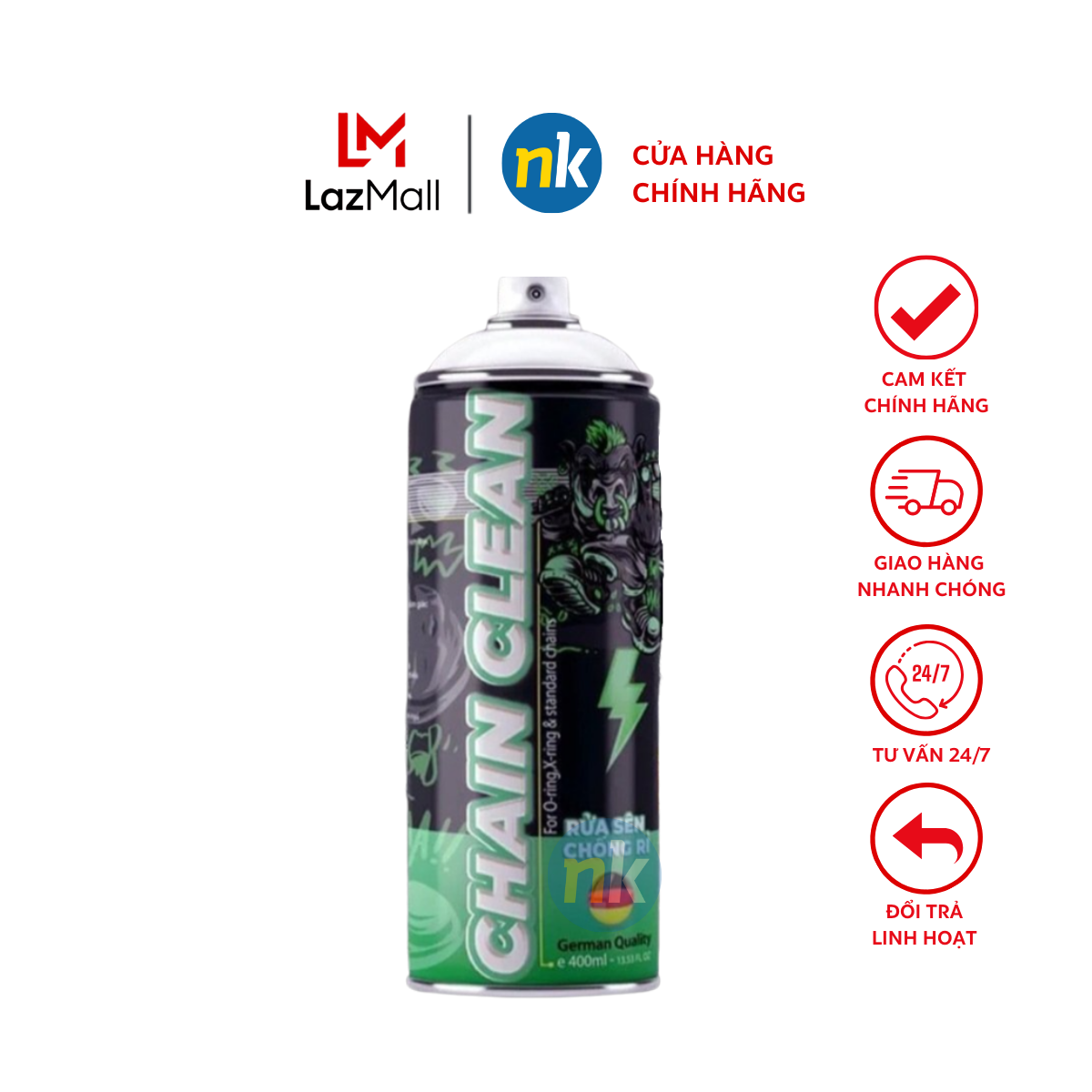 [Chính Hãng] Chai xịt rửa sên, vệ sinh sên, xích xe máy, xe mô tô xe đạp Sprayking Chain Clean 400ml (Mẫu Mới)