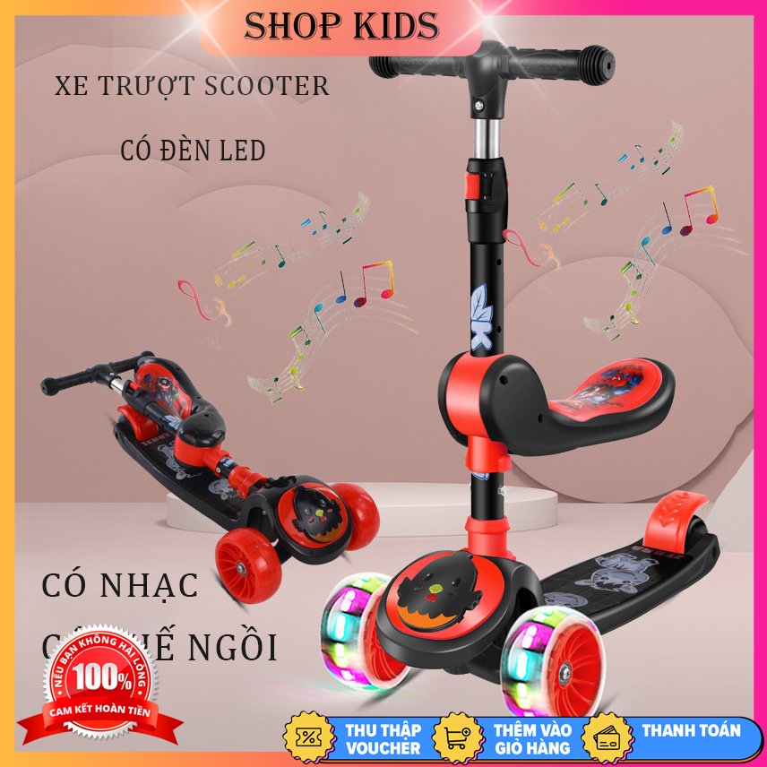 Xe trượt Scooter, Xe trượt giành cho bé từ 2-8 tuổi, Xe trượt 3 bánh chịu được trọng tải 100kg, Đồ chơi ngoài trời giúp bé phát triển, Món quà đặc biệt giành tặng bé