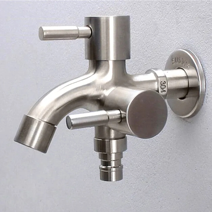 Vòi nước đôi Inox 304, Vòi Nước Dùng Cho Máy Giặt, Vòi Nước Dùng Cho Một Vào Hai Ra Hai Tác Dụng, Công Tắc Nước Máy Gia Dụng