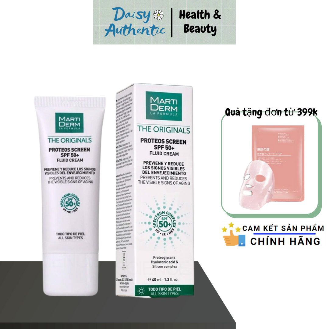 Kem Chống Nắng MartiDerm Proteos Screen SPF50+ Fluid Cream - KCN Phổ Rộng Toàn Diện