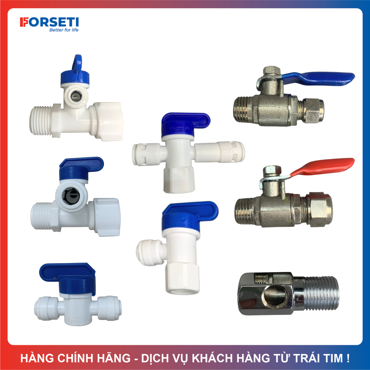 Linh kiện máy lọc nước ro: khóa chia nước nhựa, van xả tay, van bình áp, khẩu khóa chia nước phi 6 10...