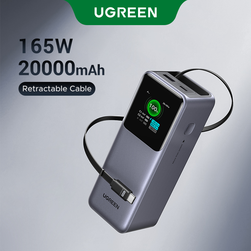 dạng cột Pin Dự Phòng UGREEN 130W 20000mAh 72Wh | 25000mAh 200W 90Wh Laptop PowerBank Sạc Siêu Nhanh 100W PD3.1 2C1A Fast Charging Cho Macbook Air / Pro Lenovo SAMSUNG 45W Fast Charging