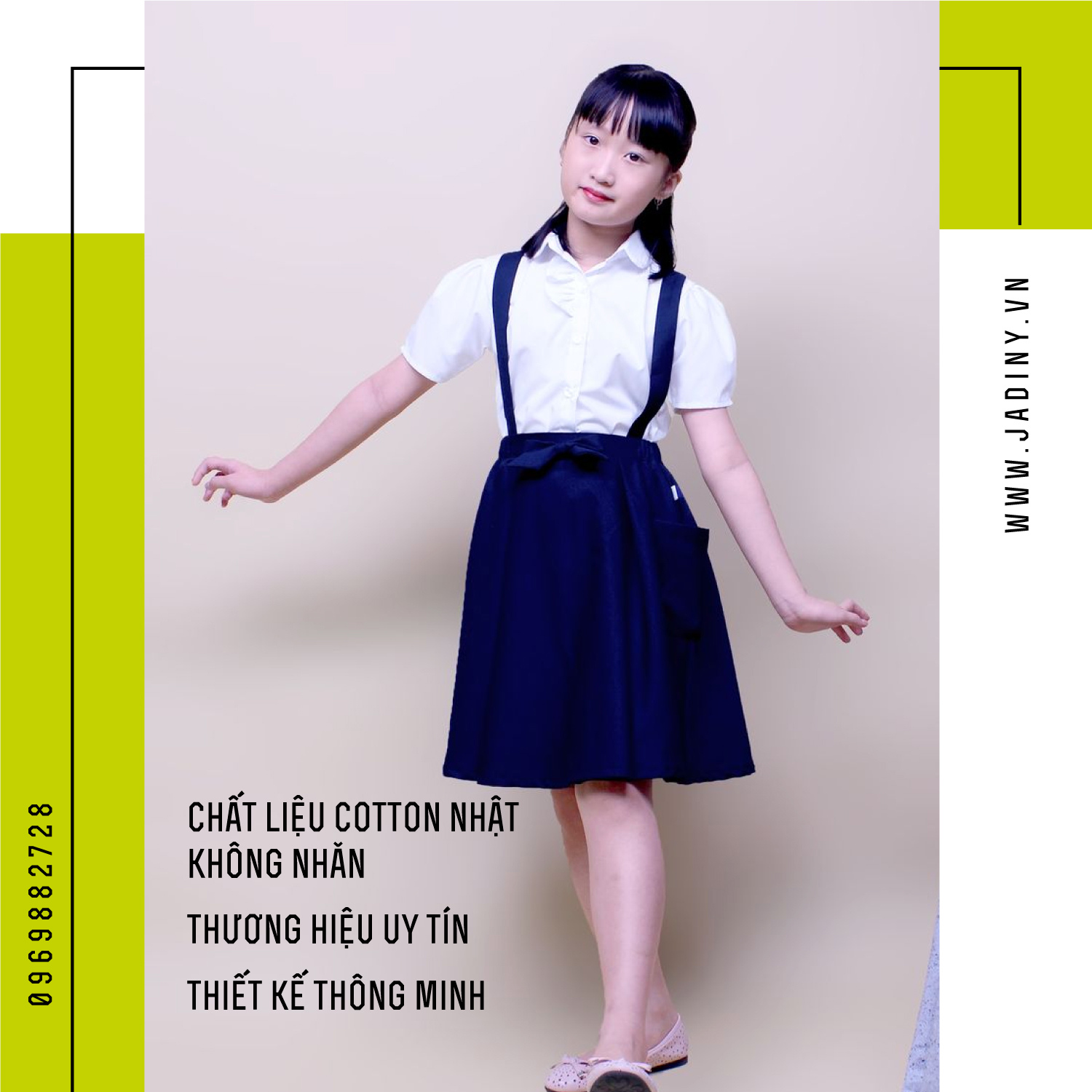 Áo sơ mi học sinh nữ bèo ngực, áo sơ mi đồng phục học sinh bé gái , đồng phục học sinh nữ Jadiny