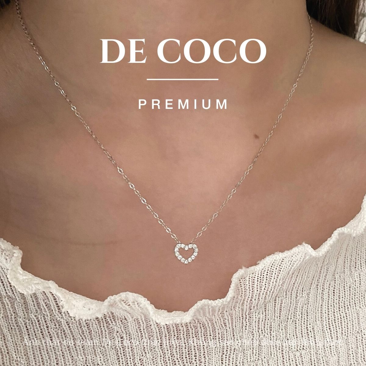 Vòng cổ bạc 925, dây chuyền nữ hình trái tim Timy De Coco