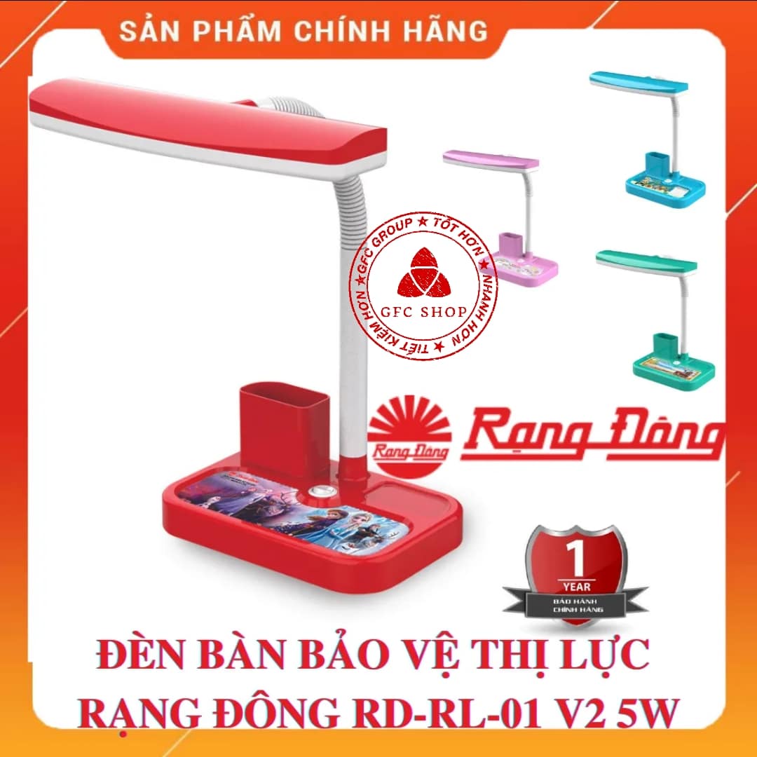 Đèn bàn LED Rạng Đông RD-RL-01 V2 5W Chống cận (Cho học sinh) ánh sáng vàng