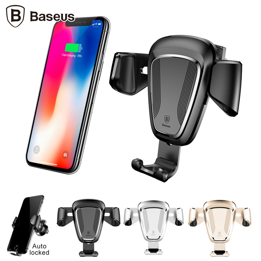 Giá đỡ điện thoại Baseus Gravity Car Mount LV116 khóa tự động dùng cho ôtô (Car Phone Mount Auto-lock) gắn cửa gió điều hòa máy lạnh