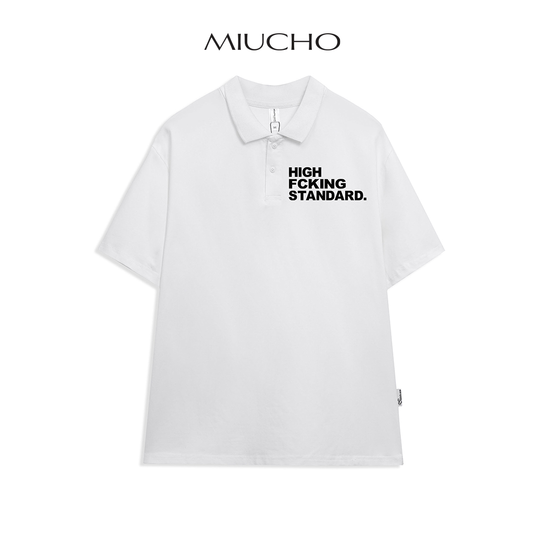 Áo polo nữ form rộng, áo thun polo nữ có cổ đẹp chất cotton form unisex PL016 Miucho in in basic