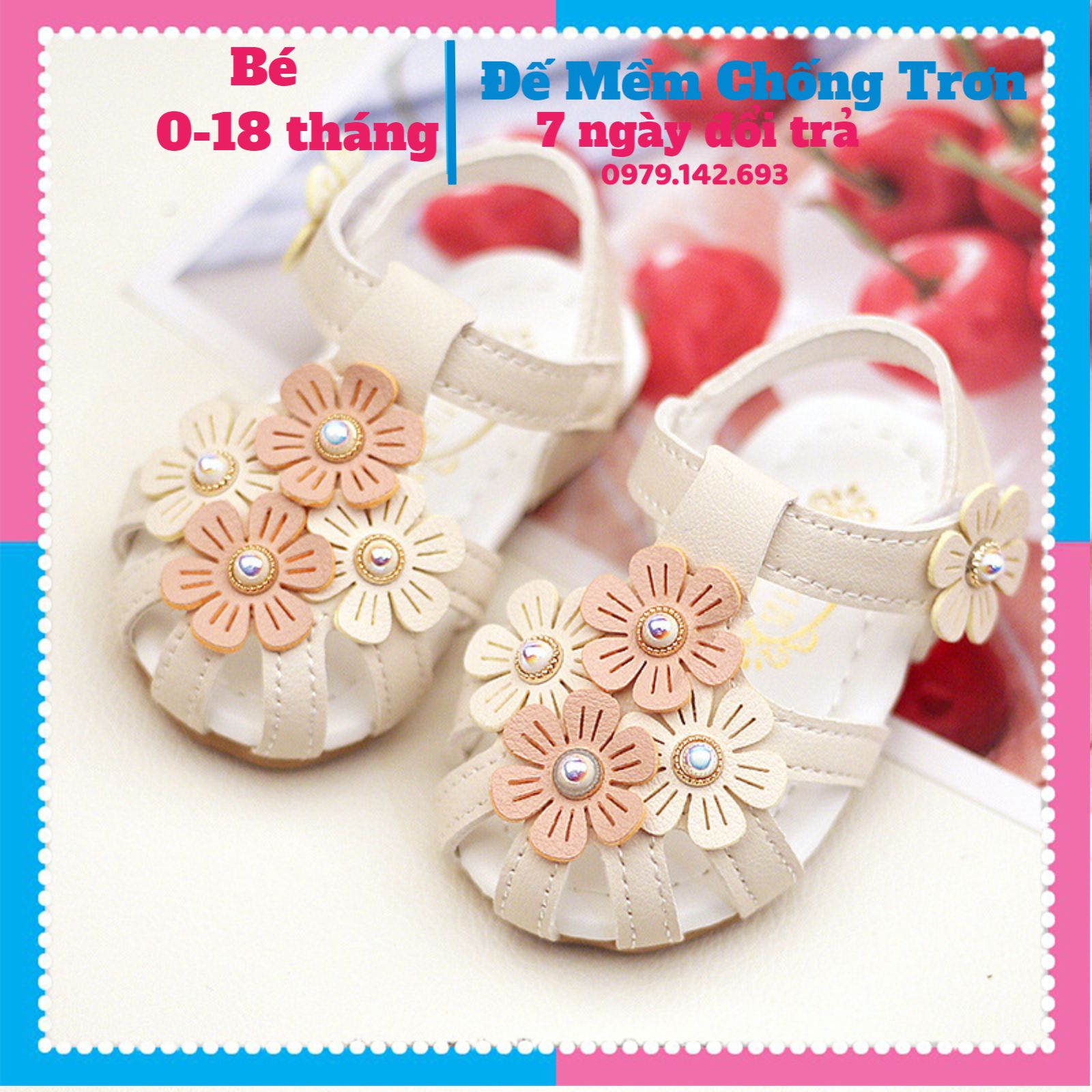 Giày tập đi sandan cho bé họa tiết hoa xinh đáng yêu dép tập đi đế chống trơn trượt sản phẩm có độ bền cao chất lượng tốt cam kết hàng nhận được giống hình