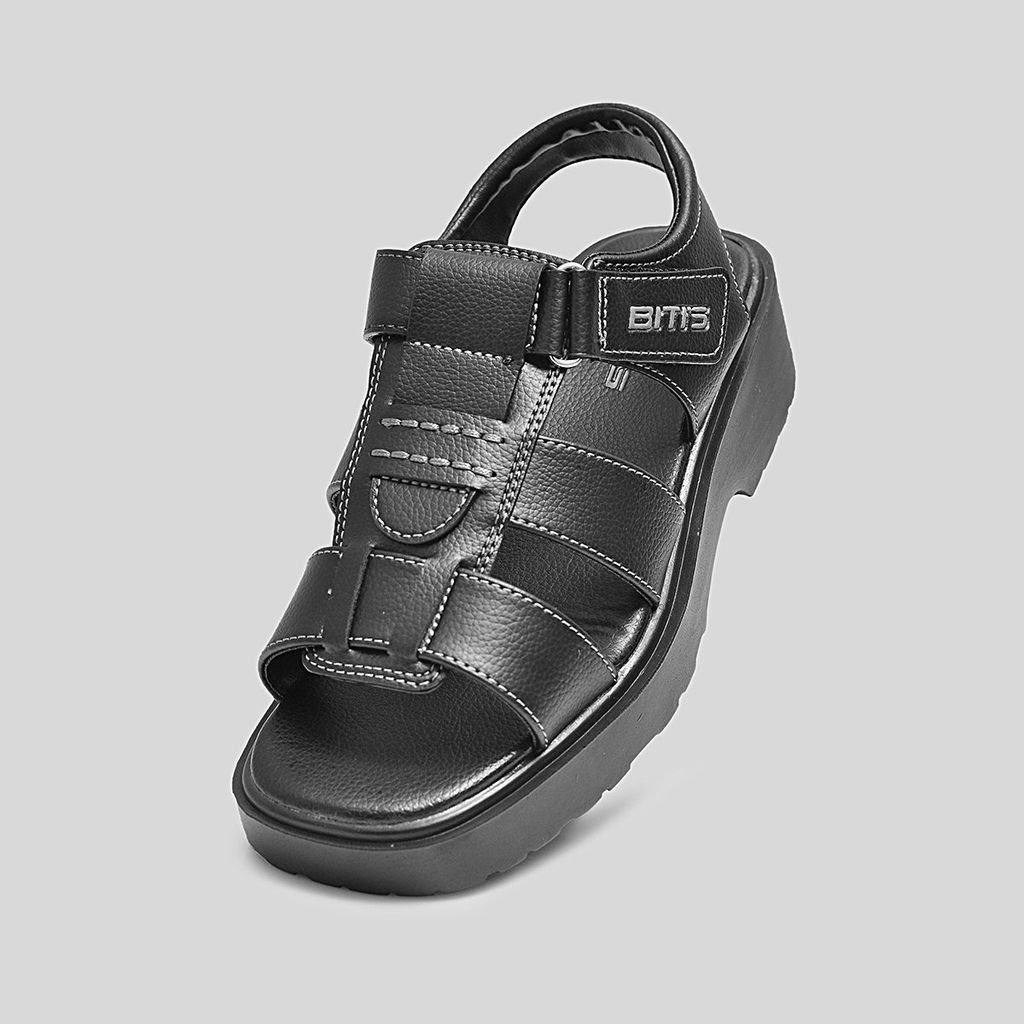 Hoàn Xu GIÀY DÉP SANDAL QUAI HẬU DA NAM TRUNG NIÊN BITI'S ĐẾ CAO 5CM BPM002600 ĐEN + NÂU - BITIS