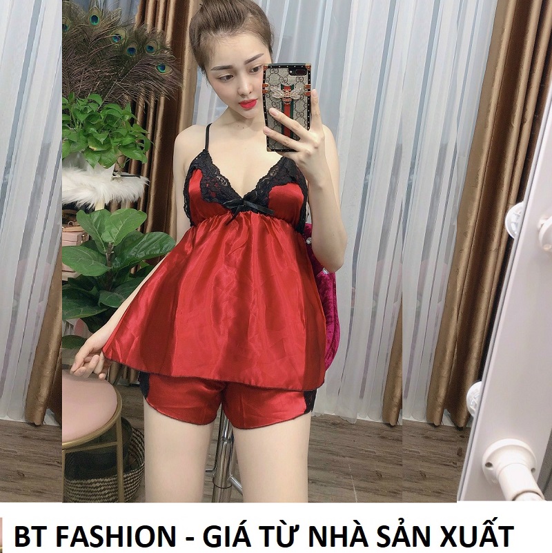 Đồ bộ mặc nhà vải phi bóng mềm mát - bt fashion + + video, hình thật da01
