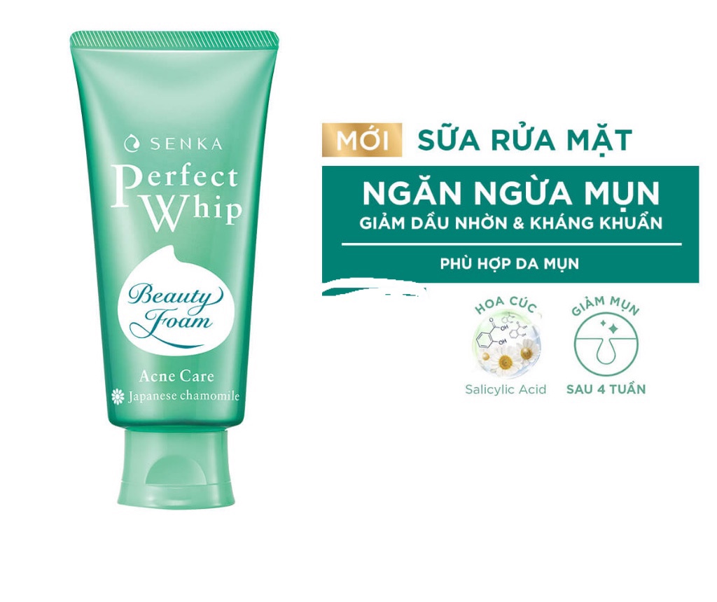 {Date 11/2025} Sữa rửa mặt Senka Perfect Whip Acne Care dành cho da mụn 100g