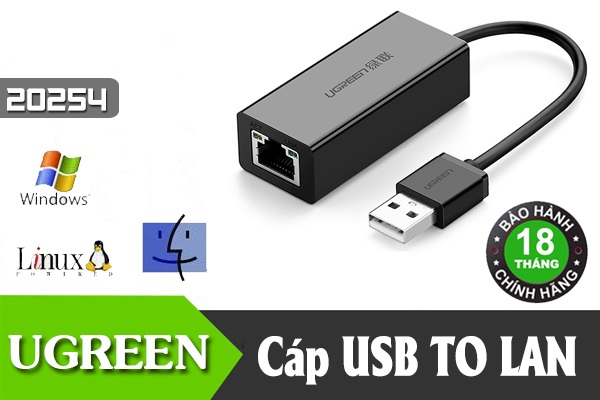Cáp chuyển usb to lan 10/100mbps ugreen 20254
