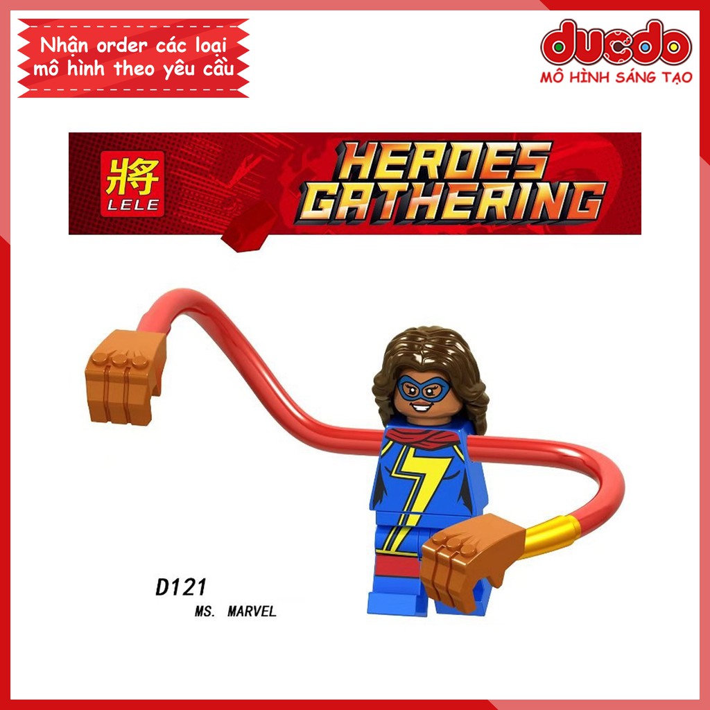 Minifigures nhân vật siêu anh hùng Miss Marvel - Đồ chơi Lắp ghép Xếp hình Mini Mô hình Ninja LeLe D121