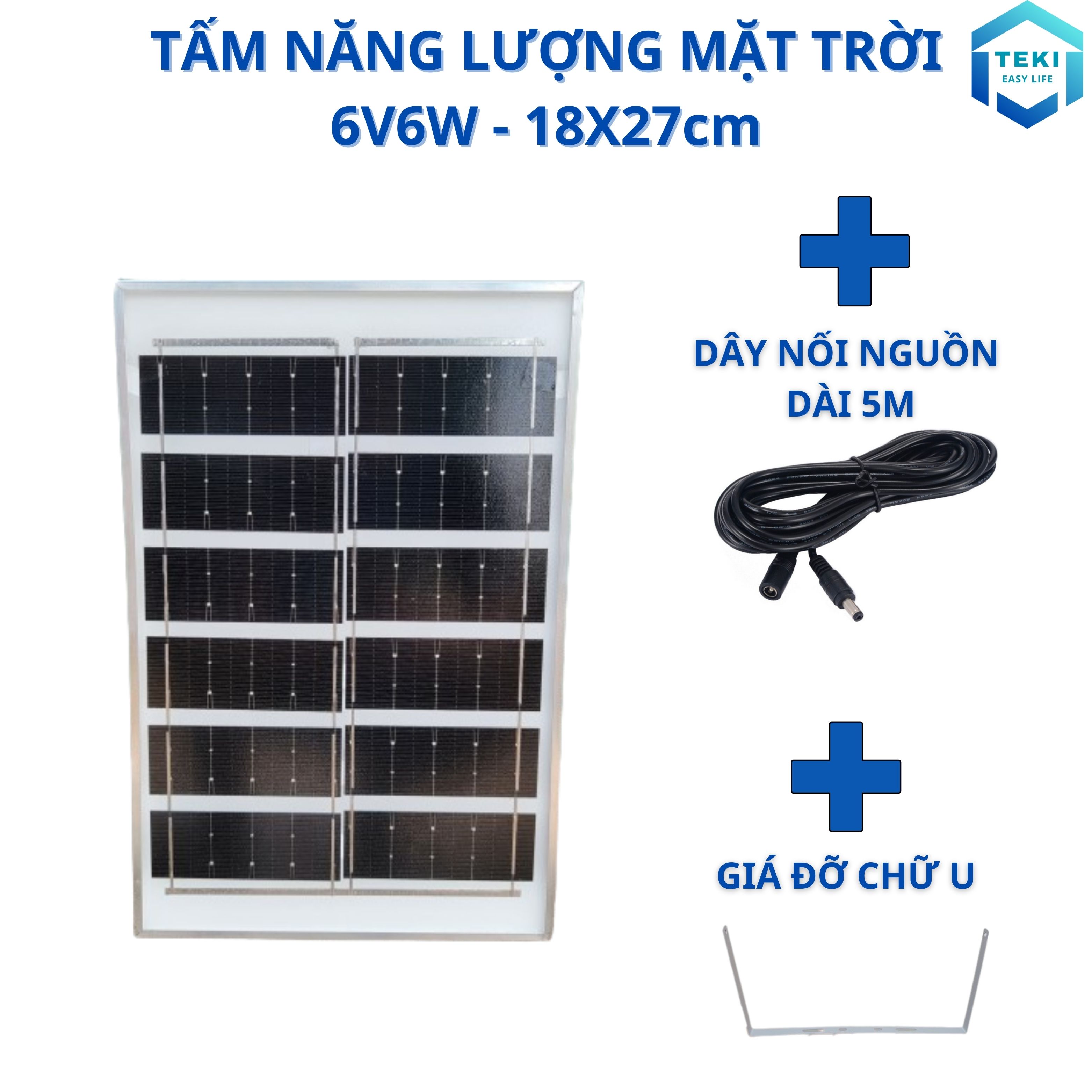 Tấm pin năng lượng mặt trời mono 6v 6w 18x27cm - teki