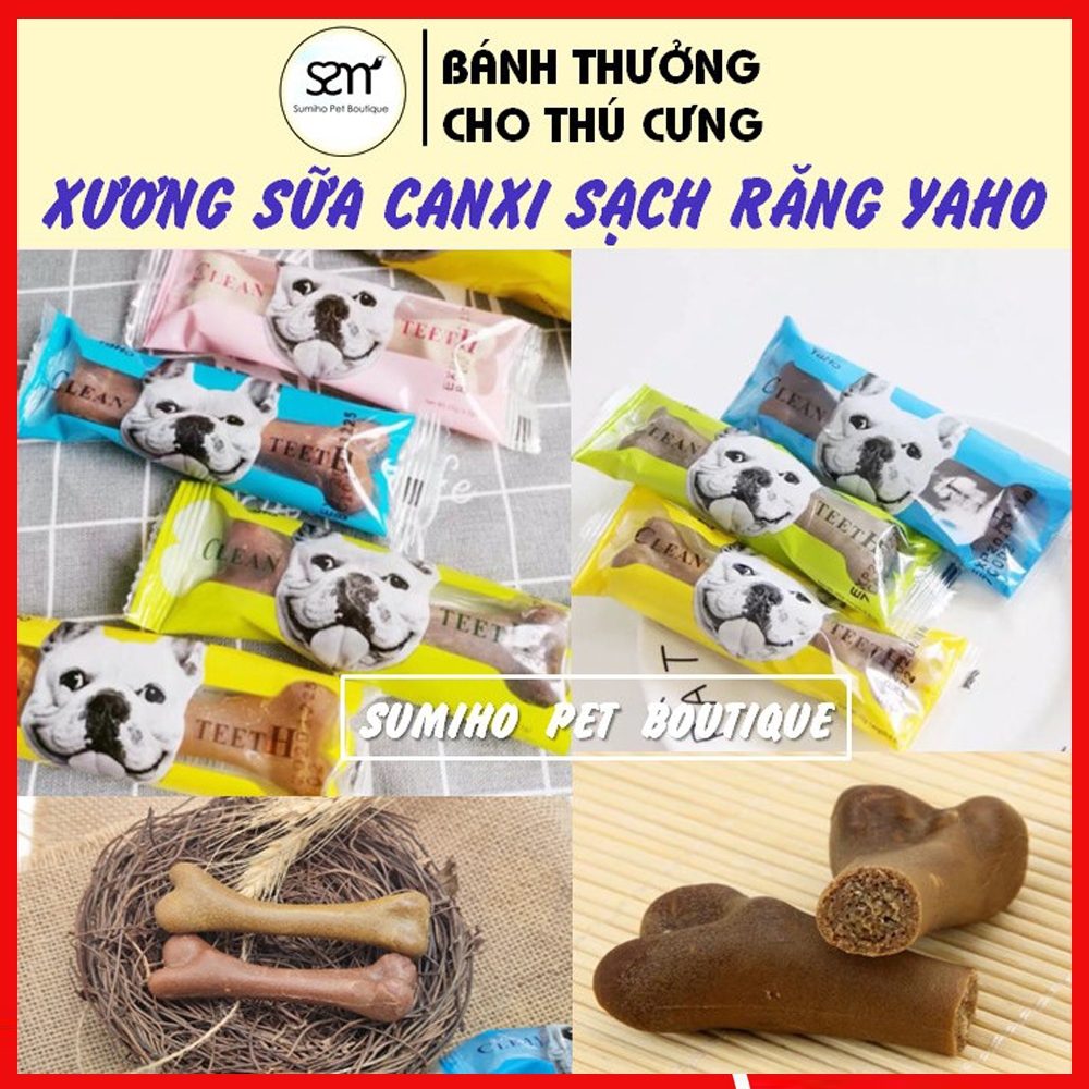 Xương gặm sạch răng bổ sung canxi cho chó YAHO (25gr/cây 7cm) vị bò-gà nướng