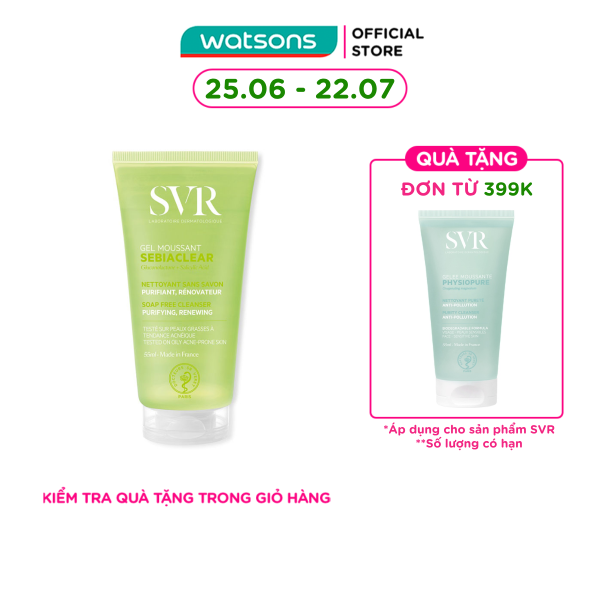 Gel Rửa Mặt SVR Sebiaclear Gel Moussant Không Chứa Xà Phòng Cho Da Dầu Mụn 55ml