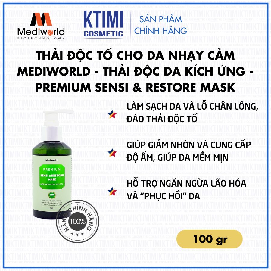 Thải độc tố cho da nhạy cảm mediworld - thải độc da kích ứng - premium sensi & restore mask