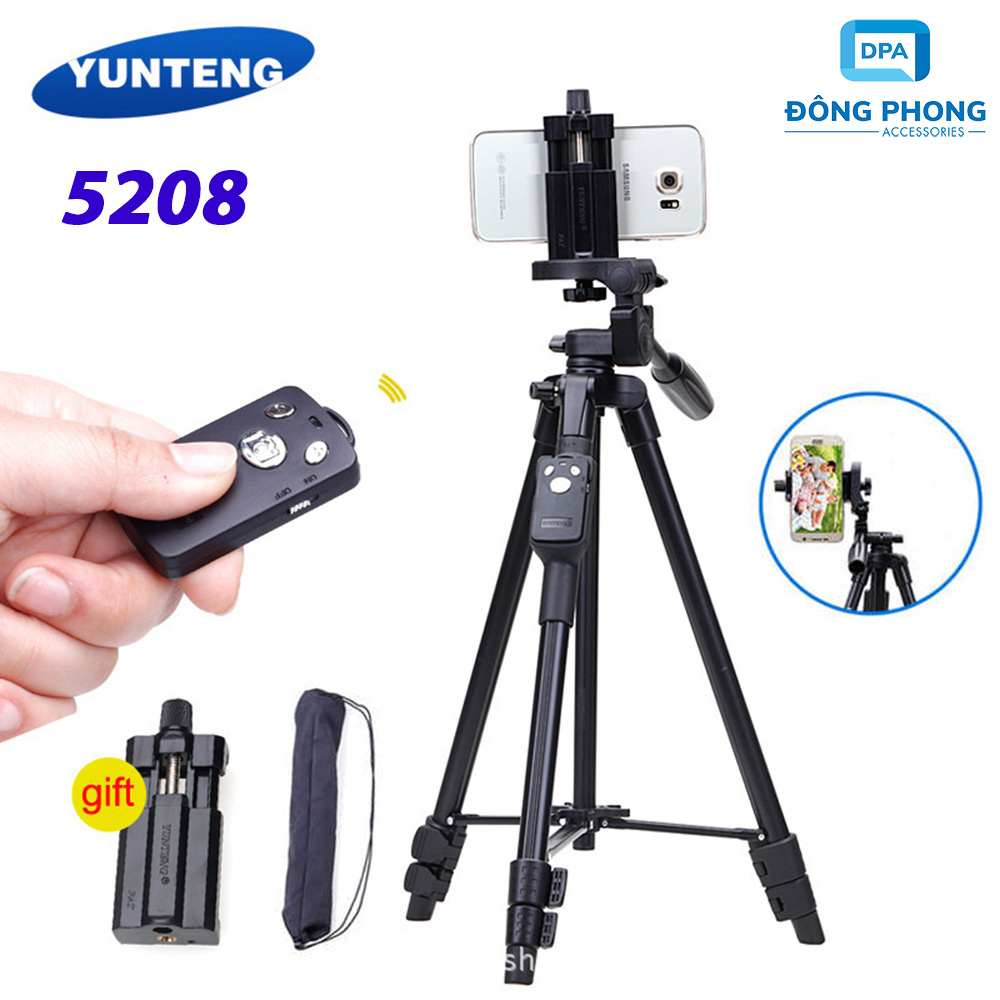 Gậy Tripod 3 Chân YunTeng VCT 5208 Tích Hợp Sẵn Remote