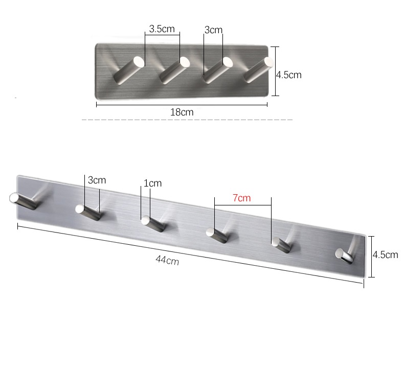 Thanh treo quần áo Decor INOX SUS304 dán tường keo 3M không cần khoan - Móc INOX Chéo