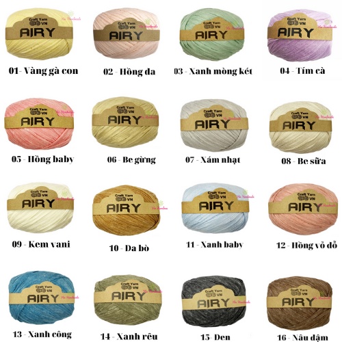 Sợi Airy 45gr móc mũ, túi nhẹ, đứng form
