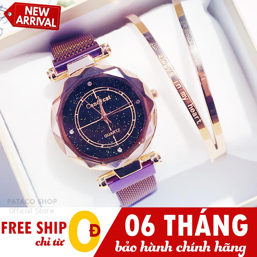 Đồng hồ nữ, Đồng hồ thời trang CandyCat C10, Dây lưới nam châm cao cấp, Mặt tọa độ kim tuyến cực đẹp