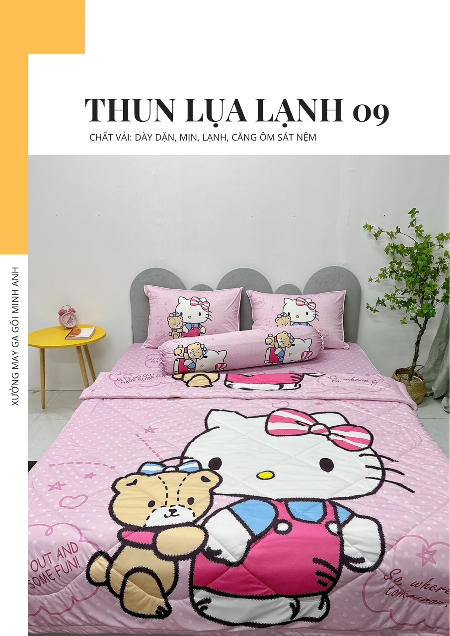 Bộ ga gối thun lụa siêu lạnh đủ kích cỡ may theo yêu cầu - ga gối thun lạnh / chăn ga gối Minh Anh
