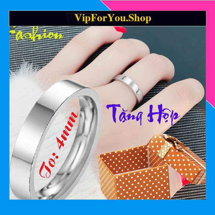 Nhẫn trơn inox cao cấp siêu đẹp, không đen, không gỉ - tặng hộp đựng xinh xắn - phù hợp cho cả nam và nữ