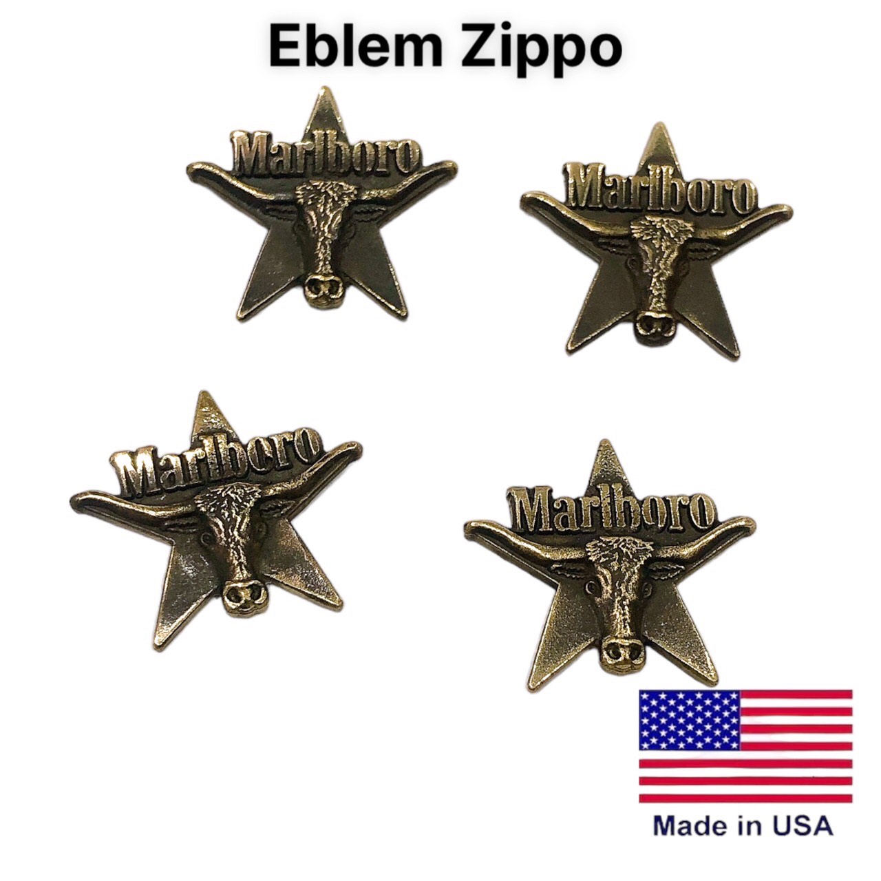 Eblem Zippo Mỹ chủ đề Đầu bò, Chuẩn Zin Đồng thau Solid Brass