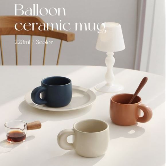Erato - Cốc Balloon - Hàng nhập khẩu Hàn Quốc - 에라토 도자기 벌룬 머그 220ml 귀여운 칼라머그 홈카페
