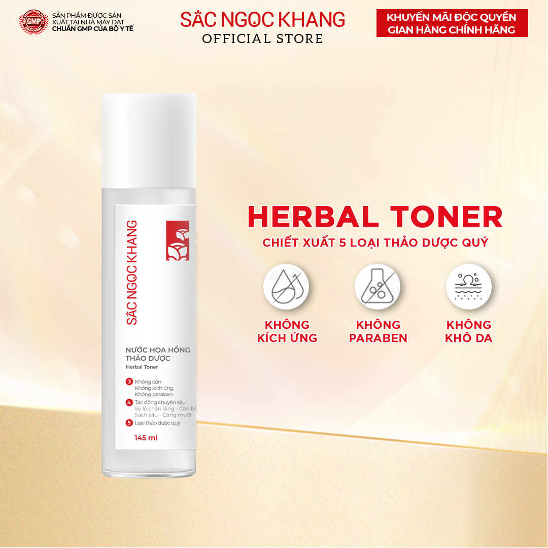 Nước hoa hồng thảo dượcSắc Ngọc Khang  145ml  giúp cân bằng da, se khít lỗ chân lông, mờ nám sạm tàn nhang