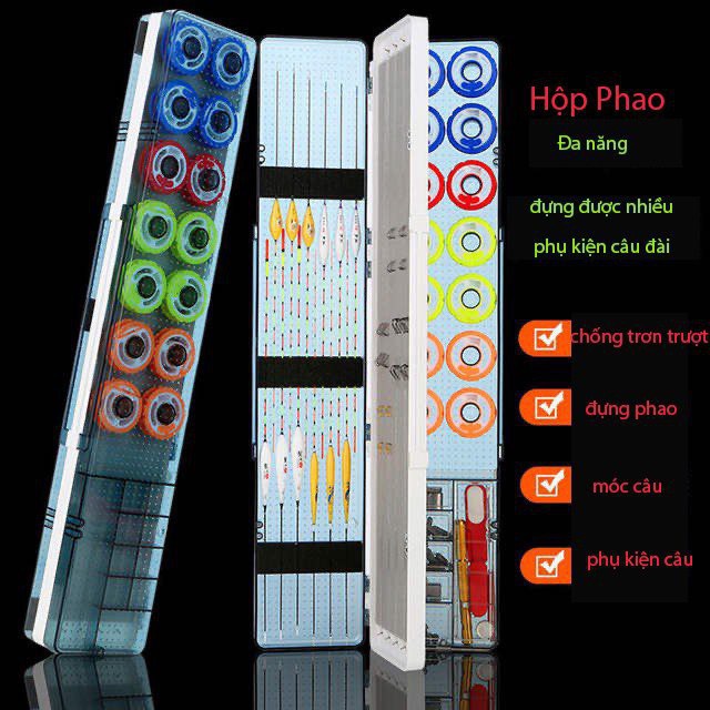 Hộp phao câu đài trục silicon đa năng dài 50cm - 55cm - hộp đựng phao câu cá