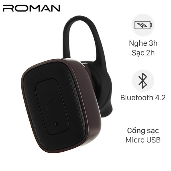 Tai nghe Bluetooth không dây Roman Q5C Đen hàng like new giá rẻ chính hãng 100% bảo hành 12 tháng