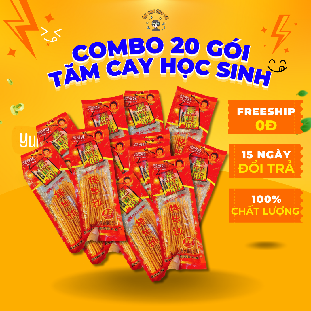 COMBO 20 GÓI TĂM CAY TRUNG QUỐC, QUE CAY ĂN VẶT, TĂM CAY ĐỎ HƯƠNG VỊ TUỔI THƠ AI CŨNG MÊ  +  FREESHIP MAX