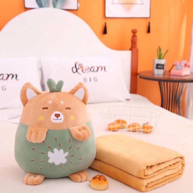 Bộ chăn gối văn phòng 3 trong 1 hình trái cây siêu dễ thương