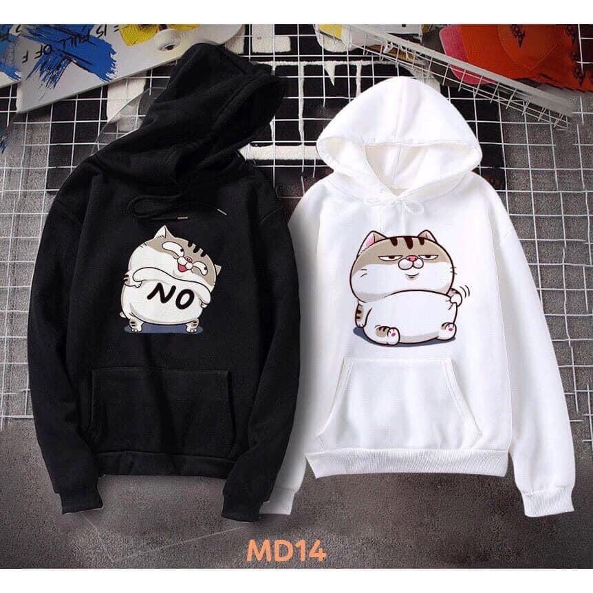 Set áo đôi hoodie nam nữ in hình dễ thương