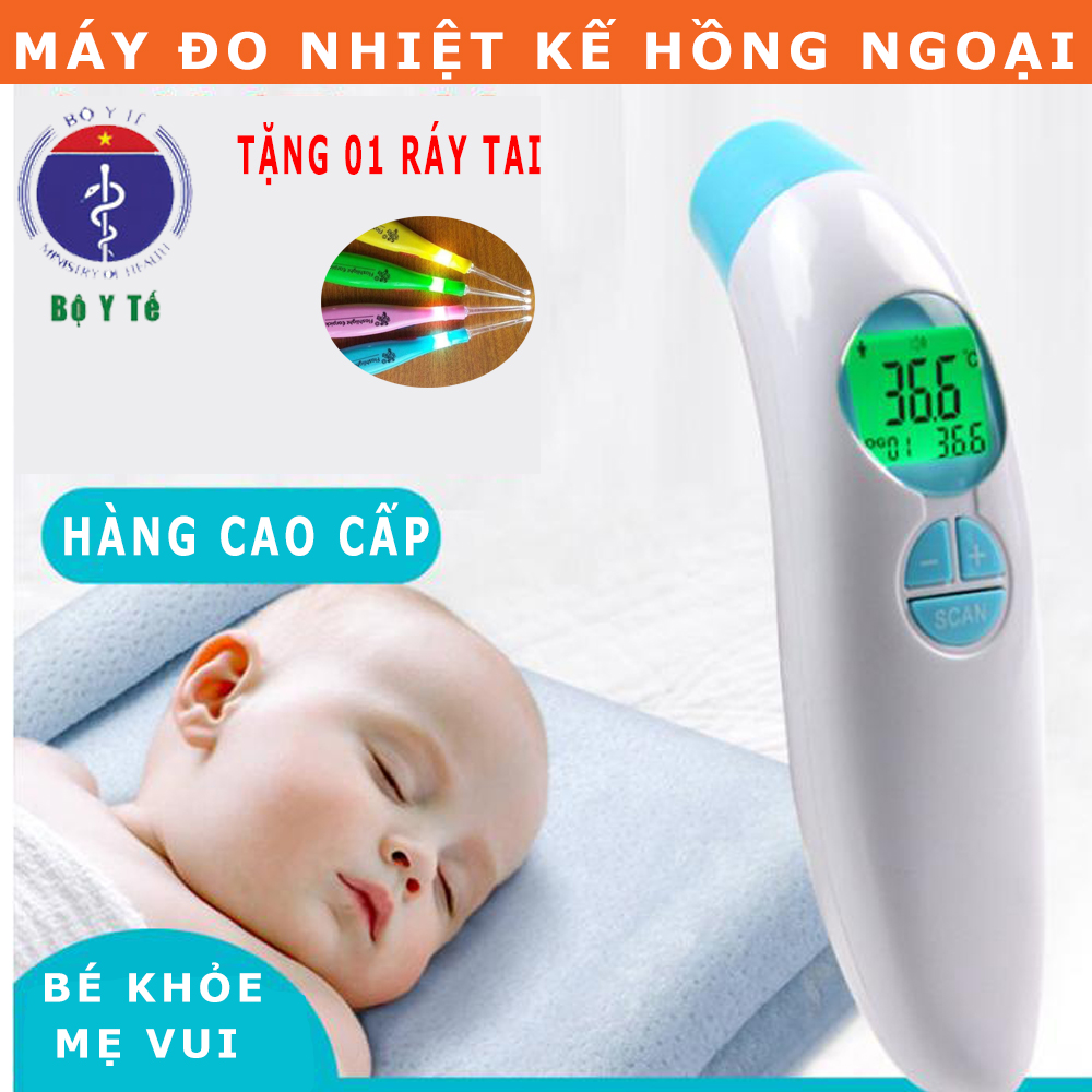 Nhiệt Kế Đo Độ Hồng Ngoại - Thiết Bị Cần Thiết Cho Cả Gia Đình Bạn. AN Toàn Tiện Lợi, Kiểm Tra Sức Khỏe Nhanh Chóng Và Chính Xác ( BAO GỒM PIN) - TẶNG 01 RÁY TAI CÓ ĐÈN  - BẢO HÀNH 6