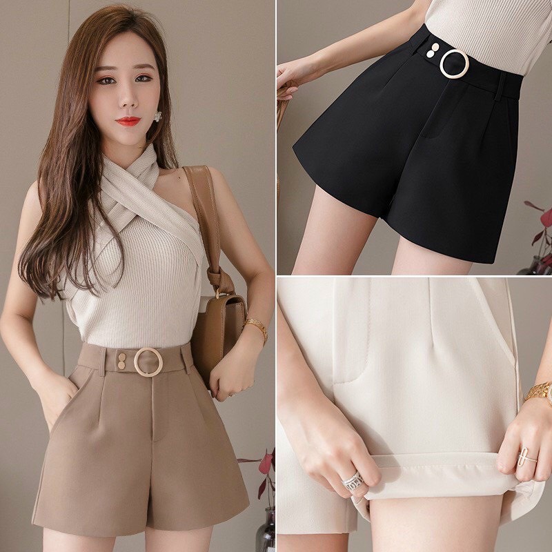 Quần sooc nữ, Quần short nữ cạp cao chất liệu tuyết mưa -Mã 29