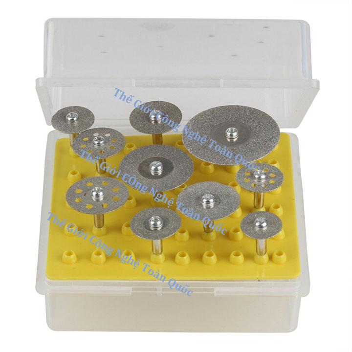 Hộp 10 dĩa cắt kim cương mini chân cán 3ly - đĩa cắt mini