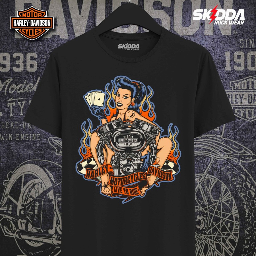 Áo thun đen in hình xe mô tô harley davidson - 15 cao cấp