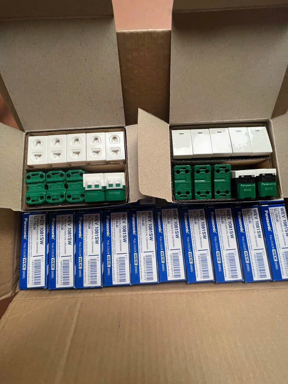 (Panasonic Hạt To)Công tắc cắm nhanh , Ổ cắm nhanh Panasonic hàng Wide hạt to, mặt 1, mặt 2, mặt 3