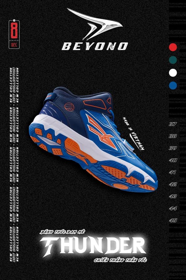 Giày Beyono Thunder Blue - Giày Chuyên Bóng Chuyền, Bóng Rổ cổ cao ôm chân thông thoáng đế phylon đàn hồi tốt độ bền cao