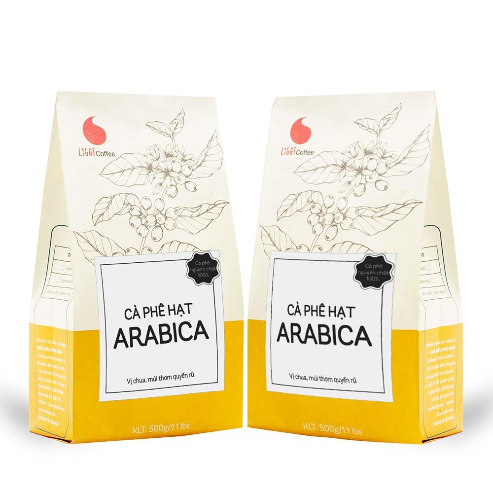 [HCM]1kg Cà phê rang mộc Arabica Light Coffee Cafe Hạt nguyên chất thơm lâu vị chua thanh đắng nhẹ gói 500g