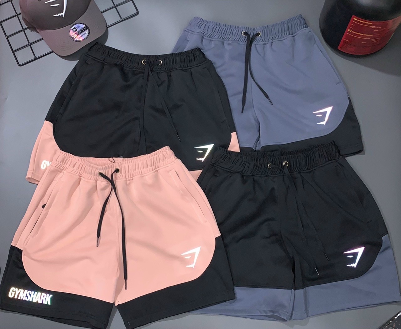 Quần thể thao nam Gymshark Short body logo phản quang chất thun trơn cực mịn cực mát