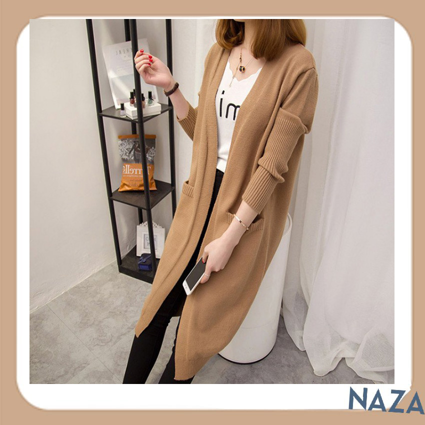 Áo len cardigan nữ dáng dài chất len mềm mại, dày dặn freesize dưới 65kg- NAZA BAG