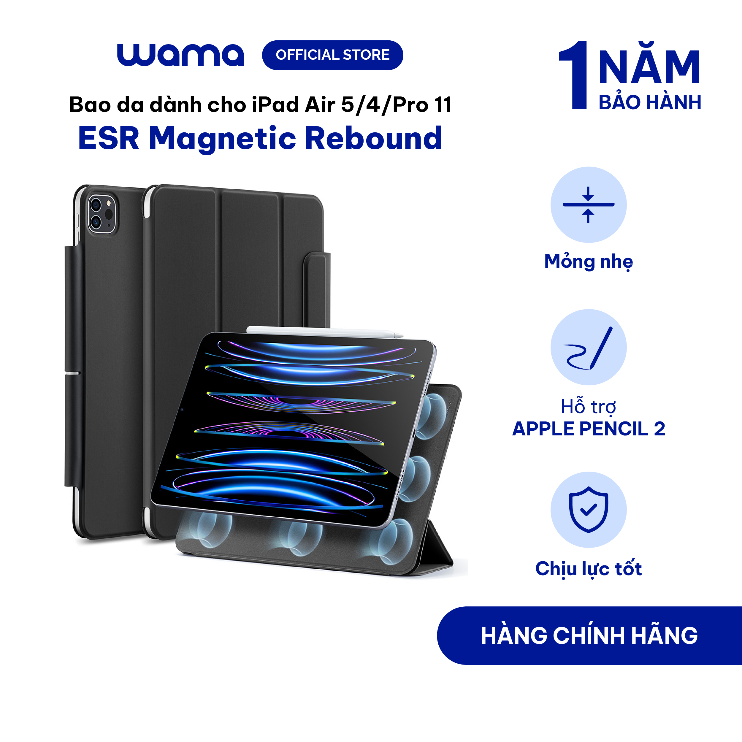 Bao da Magnetic ESR Rebound dành cho iPad Air 5 Air 4 Pro 11 - Bảo hành 1 năm